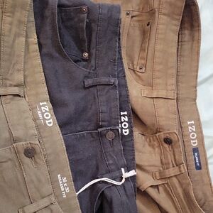 Izod Men's Chino Pants in  navy, coffee and Olive Brown 36 x 30 All 3 for $99